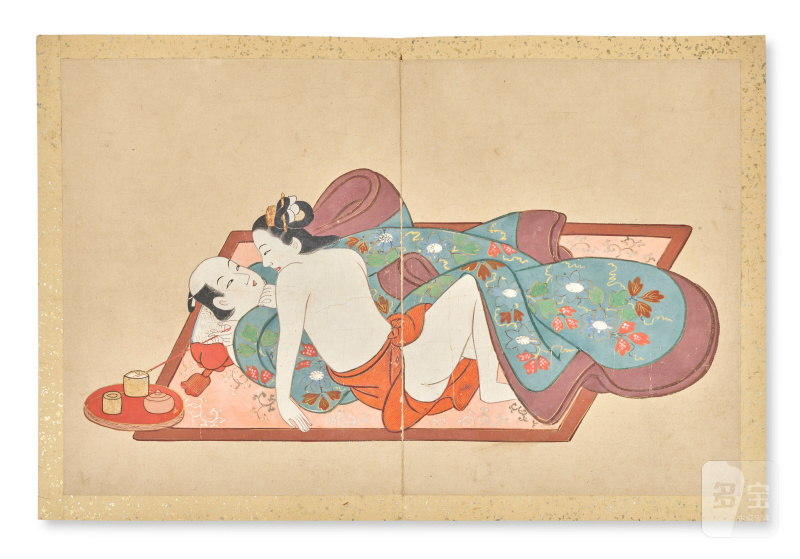 FURUYAMA MOROTANE (fl. ca. 1711-36)  Album de 12 peintures érotiques - 图4